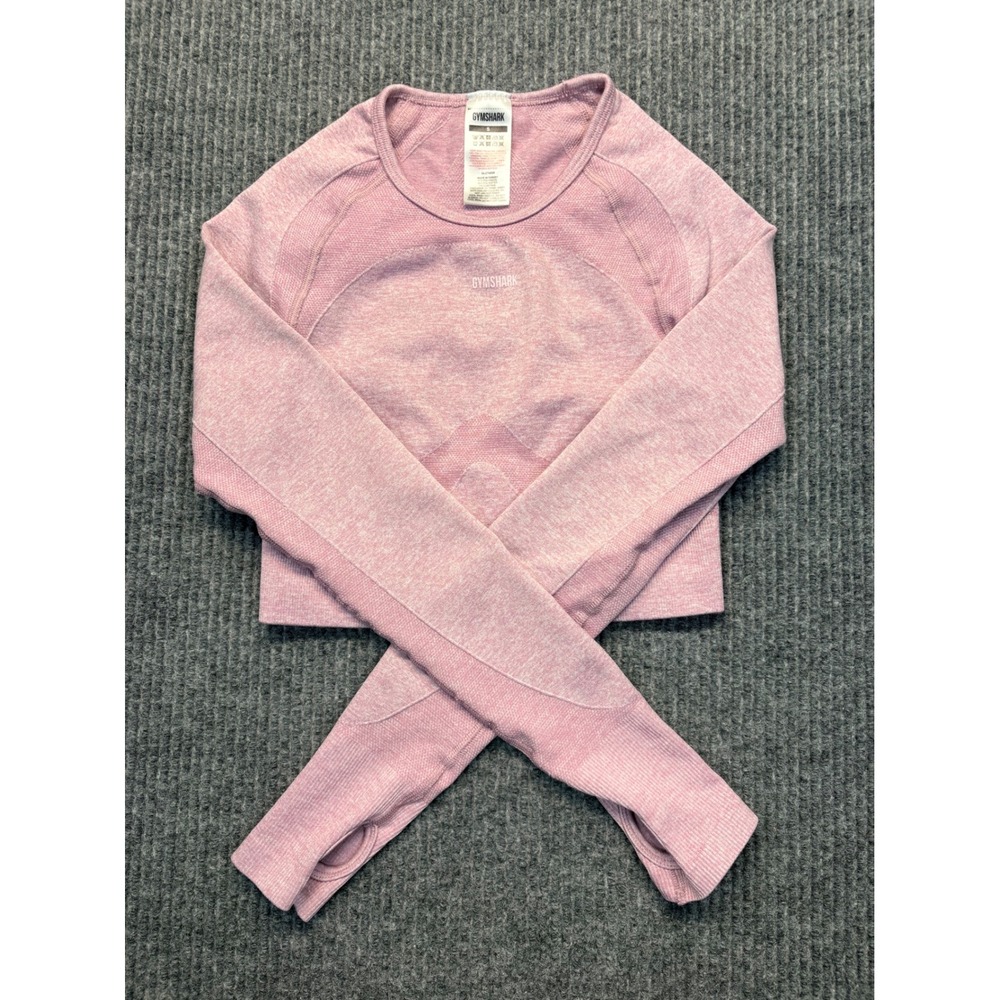 Gymshark Energy+ Seamless Long Sleeve Crop Top Pink Marl GLCT4249 Small